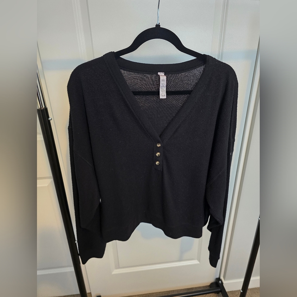 Alo Soho Cropped Sweater - Black/large